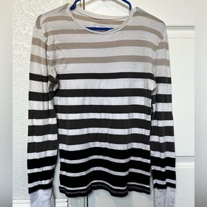 Arizona Jean Company Black and Gray Striped Long Sleeve Tee